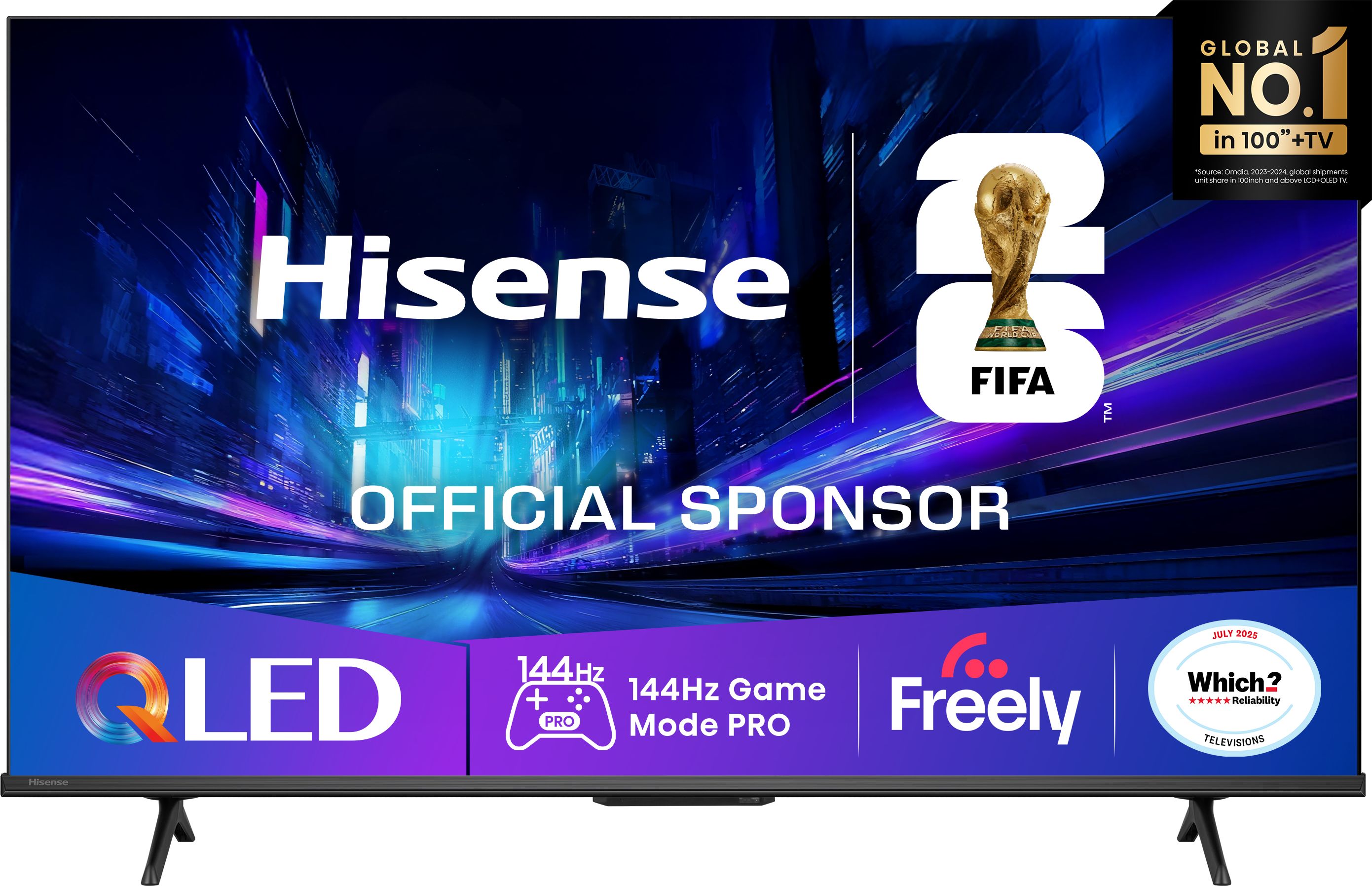 Hisense 43" QLED TV - 4K Ultra HD, 144Hz, Smart TV, Black